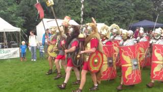 Roman Reenactment at the Amphitheatre in Caerleon Marching In [upl. by Noelc]